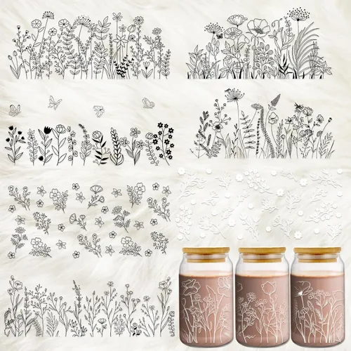 Vista 7 de Rngmsi Envoltura de Taza UV DTF - 8 Hojas Envolturas de Taza UV DTF de Abeja para 16 oz, Calcomanías Uvdtf de Gnomos Mariposa Panal, Calcomanías