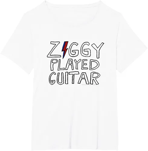 Vista 32 de David Bowie - Ziggy Played Guitar Sketch Lyric Camiseta Blanco