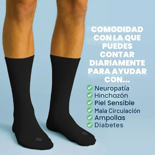 Vista 6 de Calcetines para diabéticos Doctor's Choice para hombre, calcetines sin costuras con parte superior sin uniones, 4 pares, talla grande 9-12 y XL 13-15