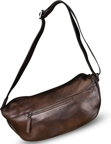 Vista 3 de Bolso bandolera de cuero genuino, mochila casual vintage hecha a mano para senderismo, bolso de hombro para motocicleta, bolso de hombro