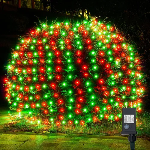 Vista 12 de WBao - Luces de Navidad, 200 LED de red de 8.4 x 5.2 pies, luz de malla para exteriores con 8 modos, temporizador, certificado UL, conectables