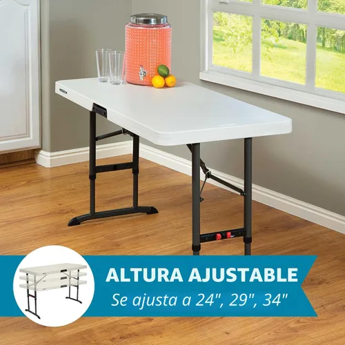 Vista 4 de LIFETIME 80387 Mesa plegable ajustable comercial de 4 pies, almendra