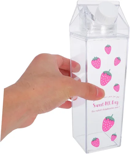 Vista 3 de Cabilock Vaso de leche de 16.9 fl oz con tapa a prueba de fugas de plástico para bebidas, botella de leche, contenedor de agua para viajes, camping