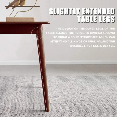 Vista 6 de Mesa de comedor, mesa de cocina, mesa de comedor, mesa de cocina pequeña para espacios pequeños, mesa moderna para el hogar, mesa rectangular Marrón