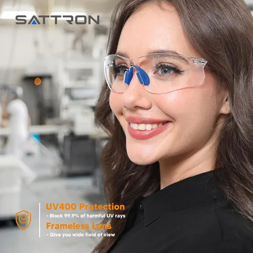 Vista 4 de Gafas de seguridad transparentes, paquete de 3, gafas protectoras con protección UV ANSI Z87.1, gafas de seguridad resistentes a arañazos e