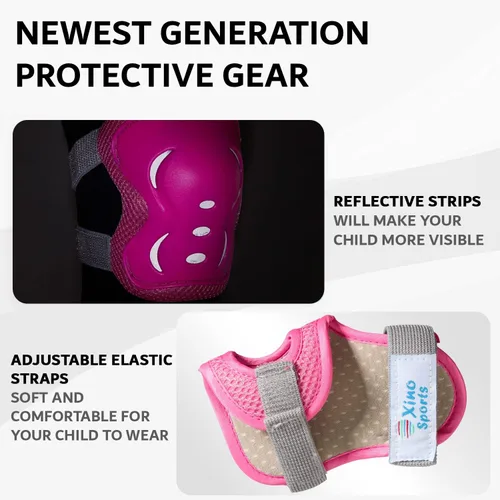 Vista 7 de Paquete de patines en línea Fuschia + equipo de protección rosa