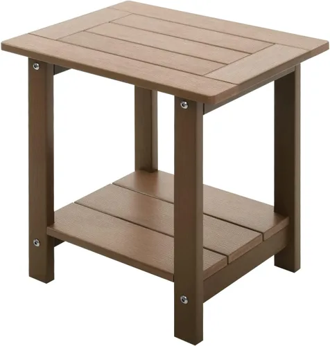 Vista 11 de Mesa auxiliar doble Adirondack Meluvici resistente a la intemperie, mesa de centro rectangular para exterior para silla Adirondack, Aruba