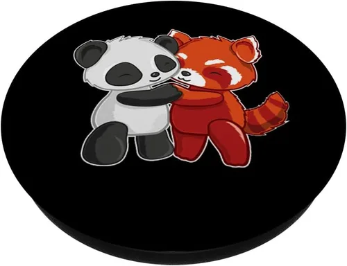 Vista 2 de Chibi Panda Bear Hugs Red Panda - Cute Kids PopSockets PopGrip: agarre intercambiable para teléfonos y tabletas
