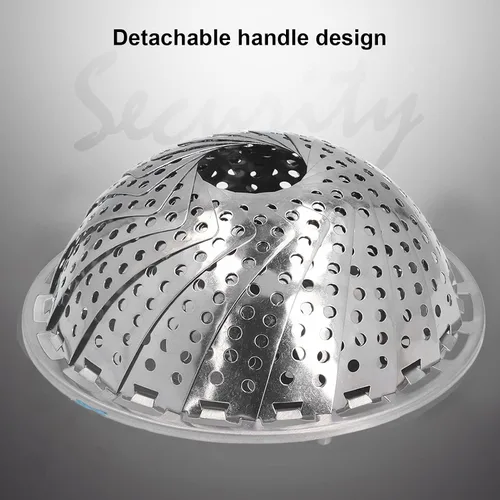 Vista 2 de Cesta de vapor, cesta de vapor expandible para verduras, acero inoxidable, estante de vapor para olla, alimentos vegetarianos para cocinar al vapor