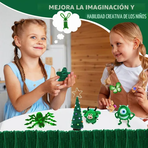 Vista 8 de Christmas Green Pipe Cleaners Craft Bulk,Arts Crafts,Chenille Stems Art Supplies for Projects Creative DIY Room Decor,Christmas Tree Navidad verde