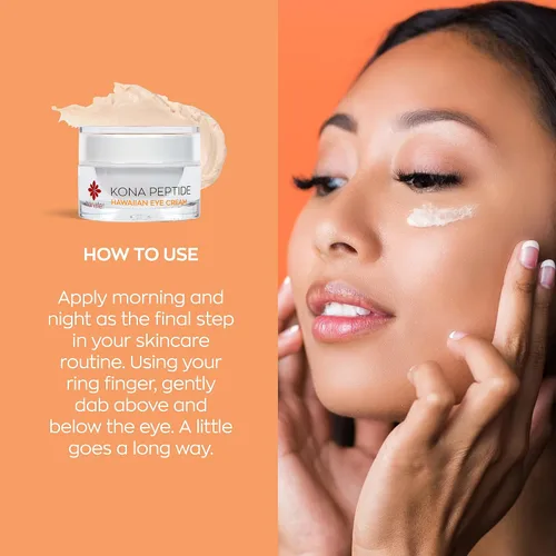 Vista 5 de Hanalei Kona Peptide Eye Cream con cafeína – Reduce arrugas, hinchazón, ojeras, hidratante, suavizante, revitalizante fórmula con botánicos