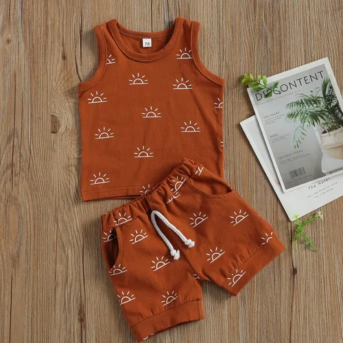 Vista 7 de Amiblvowa Newborn Infant Baby Boy Shorts Set Camisole Tank Top Jogger Shorts Outfit 2Pcs Summer Casual Clothes