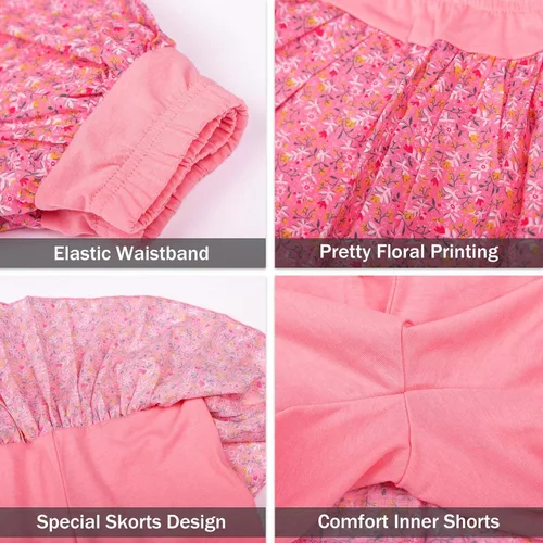 Vista 15 de LittleSpring Conjunto de verano para niñas con camiseta sin mangas y pantalones cortos florales