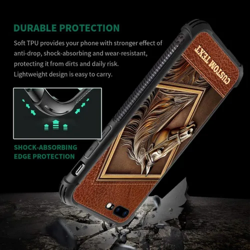 Vista 5 de ZHEGAILIAN Funda compatible con iPhone 8 Plus, funda con texto personalizado de caballo para iPhone 7 Plus, diseño personalizado de tu texto, funda