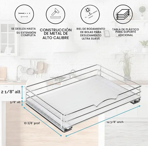 Vista 2 de Organizador extraíble para especias para gabinete, 14 3/4 pulgadas de ancho