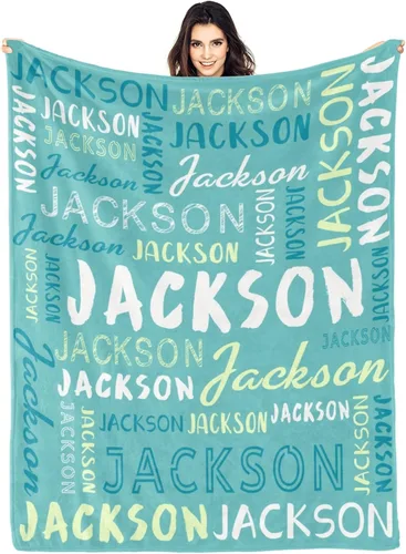 Vista 36 de Manta personalizada con nombre, manta personalizada con nombre y texto para adultos, niños, cumpleaños, Navidad, Día de la Madre, Padre, Día de San