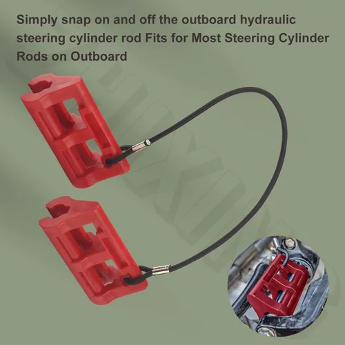 Vista 9 de Bloqueo de Dirección Hidráulica Fuera de Borda de 4" Steer Stop para Remolque/Transporte de Motor Fuera de Borda 1 Par Rojo