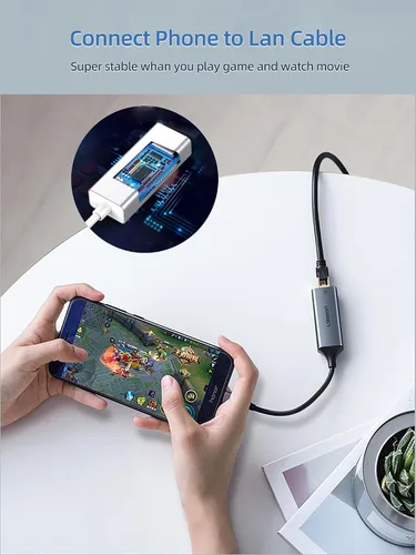 Vista 5 de Adaptador USB C a Gigabit Ethernet, adaptador de red LAN RJ45 Plug and Play de 1 Gbps, carcasa de aluminio, compatible con Thunderbolt 3/4