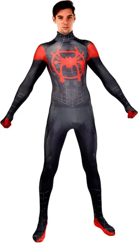 Vista 3 de CHGCHLCO Into The Spider Verse Miles Morales Spider Costume Unisex Lycra Spandex Halloween Cosplay Suit