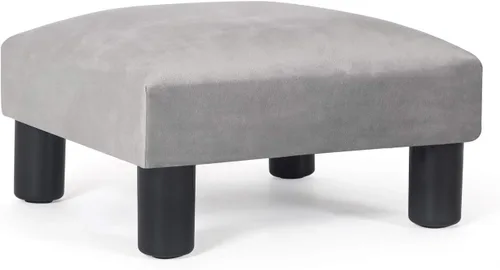 Vista 13 de Asense Taburete otomano de piel sintética, asiento acolchado rectangular pequeño con patas antideslizantes (marrón)
