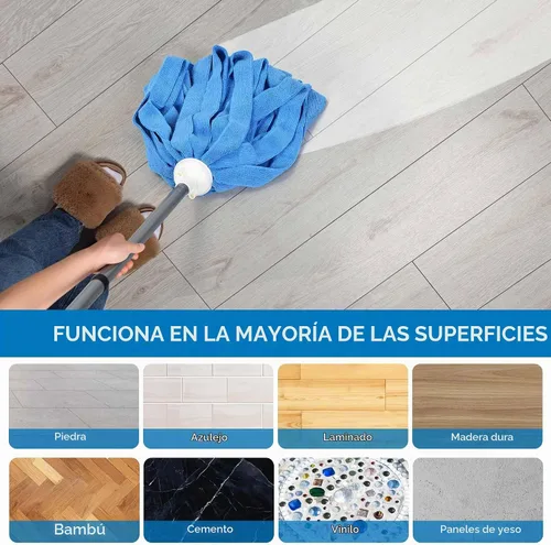 Vista 6 de Mopa de microfibra Matthew Compatible con recarga Ceda - Reemplazo de mopa comercial con mango de acero inoxidable de 54" y 2 cabezales de mopa