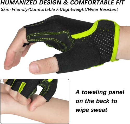 Vista 3 de MOREOK Guantes de ciclismo para hombresmujeres-almohadilla de gel de 0.197 in Guantes de ciclismo de medio dedo para ciclismo, levantamiento