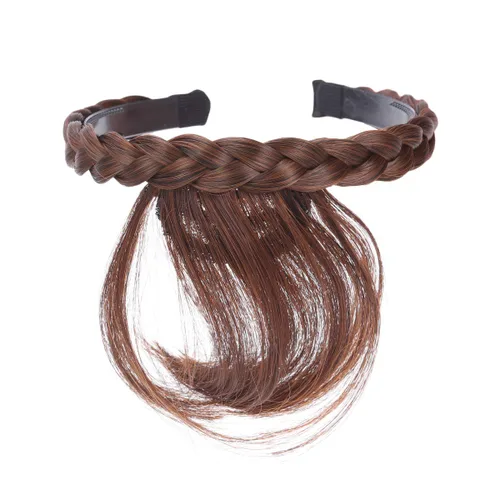 Vista 10 de Extensiones de cabello sintético con flecos, para mujeres y niñas (negro)