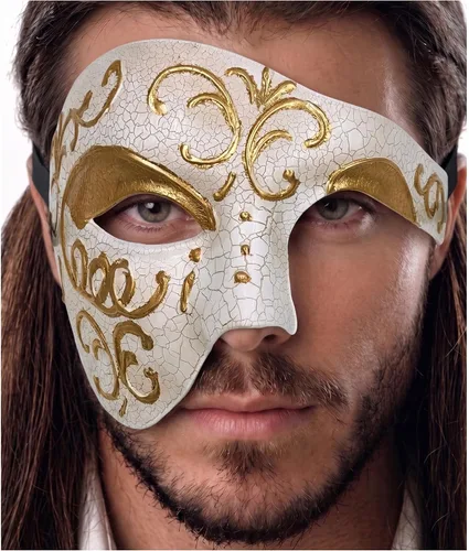 Vista 19 de Máscara de mascarada para hombre, máscara del fantasma de la ópera, máscara de baile de graduación, Mardi Gras, Haloween veneciano, media cara