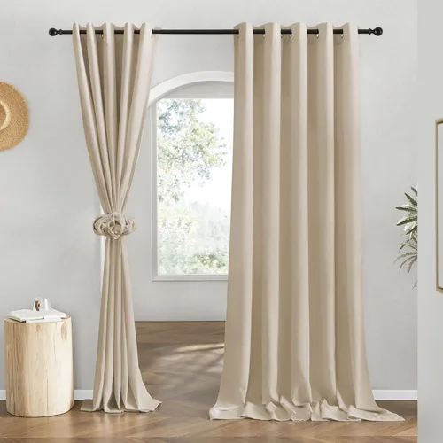 Vista 77 de NICETOWN - Cortinas de lino angora para ventana de cocina sobre el fregadero, con ojales, lino grueso angora, tratamientos cortos para ventanas