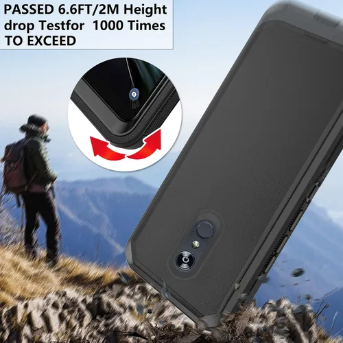 Vista 6 de Asuwish Funda de teléfono para LG Stylo 4, funda híbrida resistente a prueba de golpes, de cuerpo completo, accesorios móviles de alta resistencia