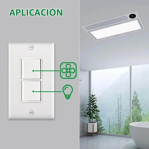 Vista 6 de Wengart Interruptor decorativo de combinación dúplex basculante con placa de pared, interruptor de luz doble de 15 amperios y 120 V, interruptor