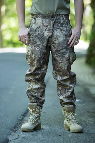 Vista 3 de Pantalones de senderismo y nieve para hombre, con forro polar, softshell impermeable, con múltiples bolsillos, cálidos, tácticos