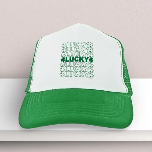 Vista 5 de St Patricks Day Party Hat Group 4 St Patricks Lucky Word Art Snapback Style Trucker Hat