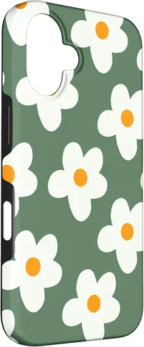 Vista 3 de Retro 60s flower vintage floral pattern sage green Groovy Case for iPhone 16