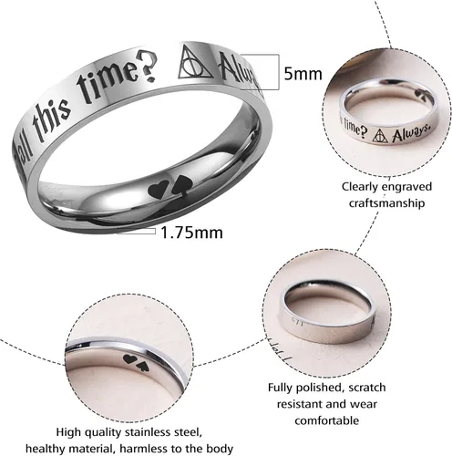 Vista 2 de LParkin Ring After All This Time Always - Anillos de acero inoxidable para mujeres y hombres, anillo antiestrés de 0.197 in para fanáticos del mundo