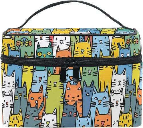 Vista 21 de Bolsa de Maquillaje, Estuche de Maquillaje Organizador de Viaje con Diseño de Calavera y Flores, Estuche de Cosméticos, Bolsas de Aseo para Niñas