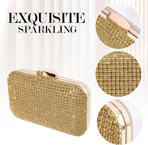Vista 4 de Bolso de mano de cristal plateado para mujer, bolso de noche con purpurina para boda, cena, fiesta, baile de graduación, cóctel