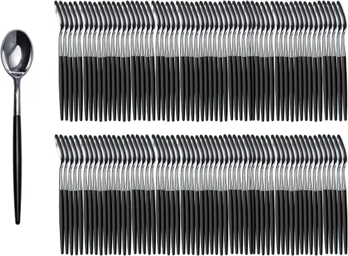 Vista 10 de Trendables Paquete de 120 tenedores de plástico resistente de dos tonos, impresionante tenedor de plástico desechable de doble color negro y dorado