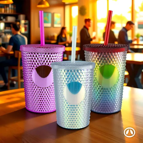 Vista 5 de Hogg Vaso Tachonado de 12 onzas con Tapa y Pajita - Negro, Vaso Reutilizable para Café Helado, Vaso Brillante para Mujeres, Taza de Diamantes