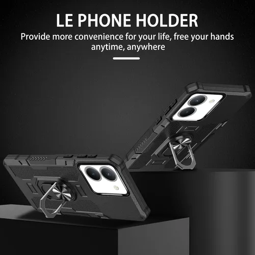Vista 2 de Funda compatible con Redmi A1, funda protectora magnética a prueba de golpes, compatible con Redmi A2, funda de teléfono 2 en 1, color negro