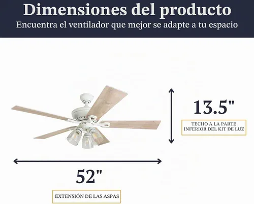 Vista 5 de Prominence Home Glenmont, Ventilador de techo LED de granja de 52 pulgadas con luz, interruptor de cadena, tres opciones de montaje, aspas de doble