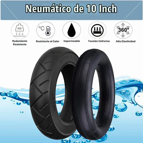 Vista 3 de Cooryda Neumático y tubo interior de 10 x 2.125, tubo interior de 10 x 2.125 pulgadas para ruedas de repuesto de neumáticos de scooter eléctrico