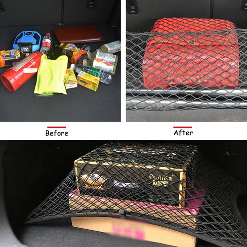 Vista 5 de BetterJonny Red de carga elástica para maletero, red de carga universal elástica de doble capa con gancho para SUV, Jeep, camión