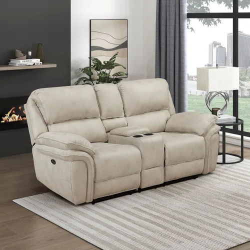 Vista 26 de Lexicon Sofá reclinable doble manual, sofá reclinable de pared de microfibra pulida para comodidad de la sala de estar, asientos de espuma sobre