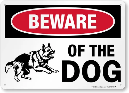 Vista 9 de SmartSign Letrero de metal con gráfico "Beware of The Dog" de 7 x 10 pulgadas, aluminio laminado a prueba de óxido, rojo, negro y blanco, fabricado