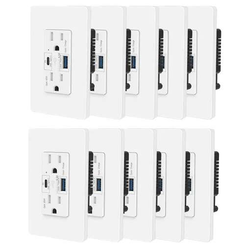 Vista 38 de 15 Amp GFCI Outlet with USB C Ports & USB-A, 1PCS 24W Self-Testing GFCI USB Combo with LED Indicator, Tamper Resistant for Kitchen & Bathroom