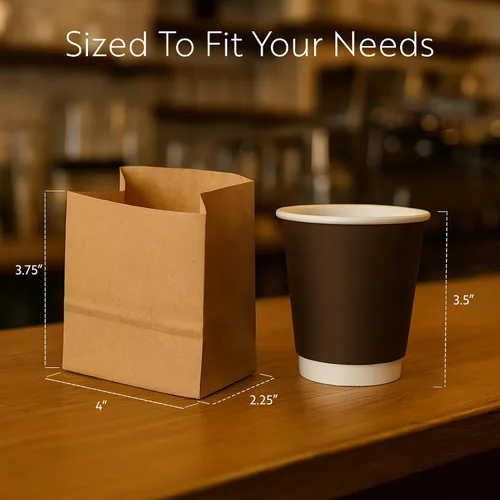 Vista 2 de Restaurantware Bag Tek - Bolsas de papel de 3.9 x 2.3 x 3.8 pulgadas para aperitivos, 100 bolsas de papel pequeñas para alimentos, bolsas