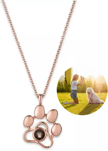 Vista 6 de Collar de proyección de imagen personalizado, collar de huella de perro y pata de gato, lindo animal de mascota, personalización de fotos