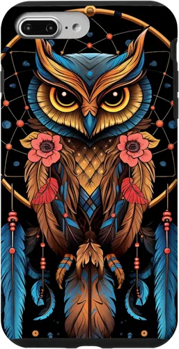Vista 12 de Funda para iPhone 17 con diseño de plumas indias nativas americanas y búho