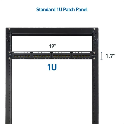 Vista 6 de Panel de conexiones Cable Matters de 24 puertos para montaje en rack o en pared de 19 pulgadas con barra de soporte, Panel de conexiones de red Cat6